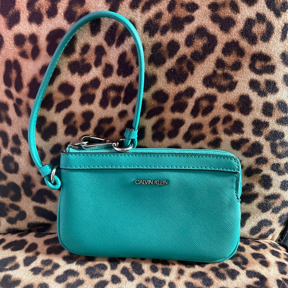 Turquoise Calvin Klein Wristlet
